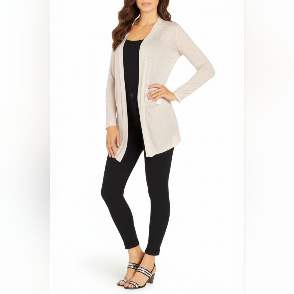 Liz Claiborne Women's Long Sleeve Open Front Cardigan-White NWT